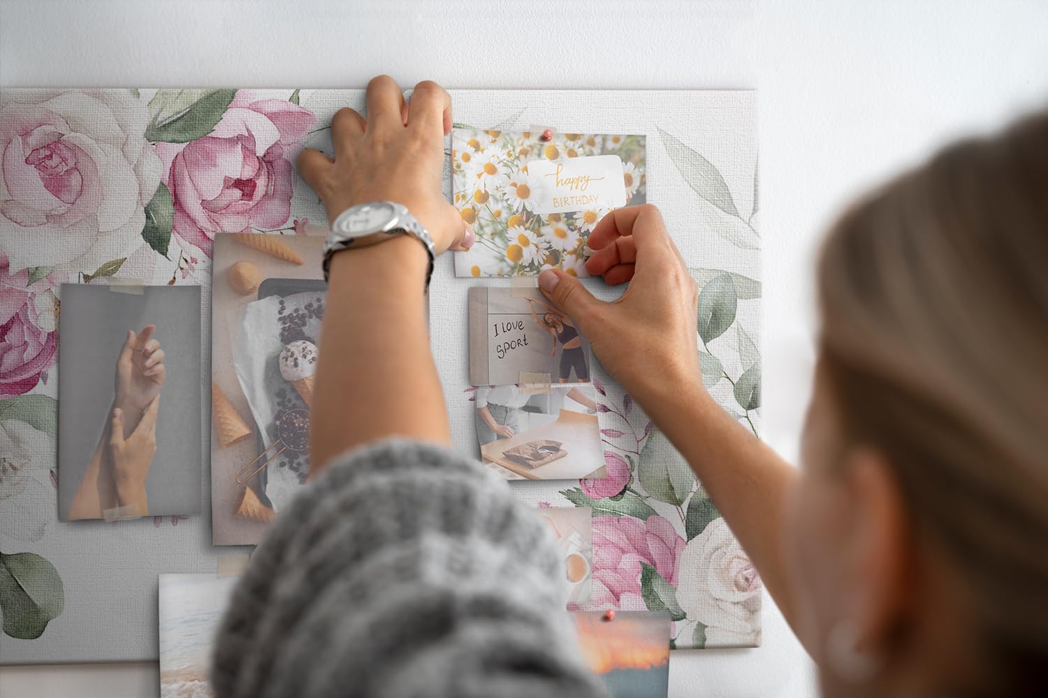 Pinnwand Korkmaterial Set inkl. Stecknadeln | Funktionale Infotafel für Büro, Schule, Küche | Organisation von Aufgaben, Notizen, Terminen, Fotos, Projekten 60x40 - holz - Blumenrahmen