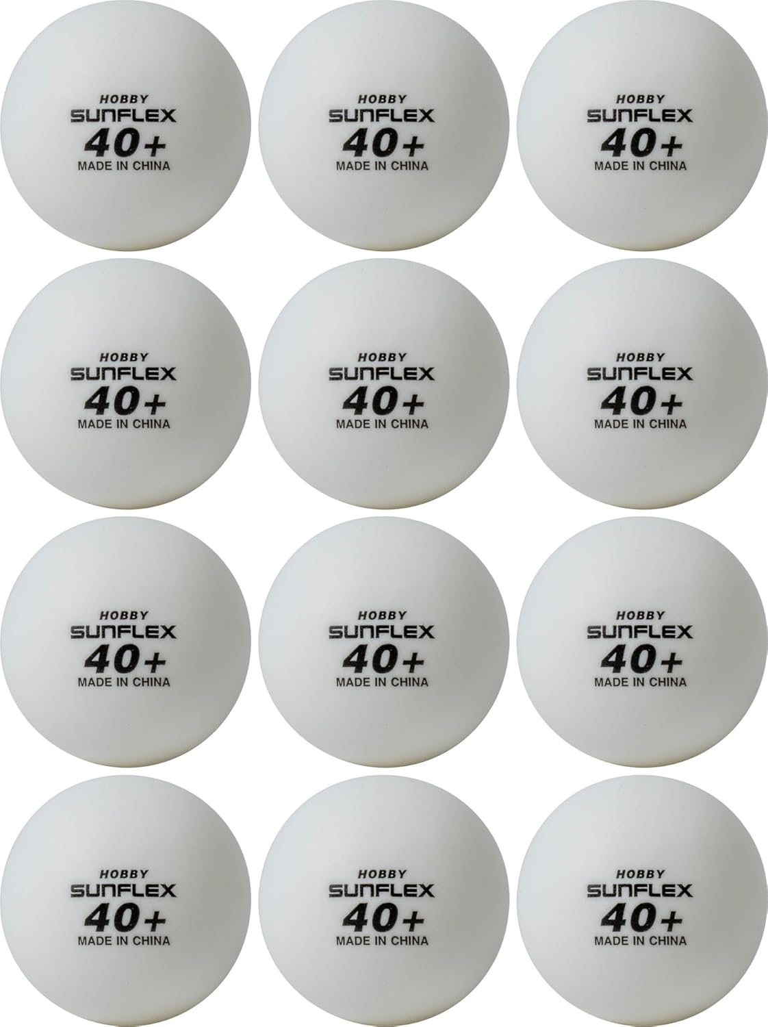 Sunflex Hobby Table Tennis Balls - Pack of 12 Ping Pong Balls - Plastic 40+ Table Tennis Pack of Training Balls - Available in Two Colors White and Orange