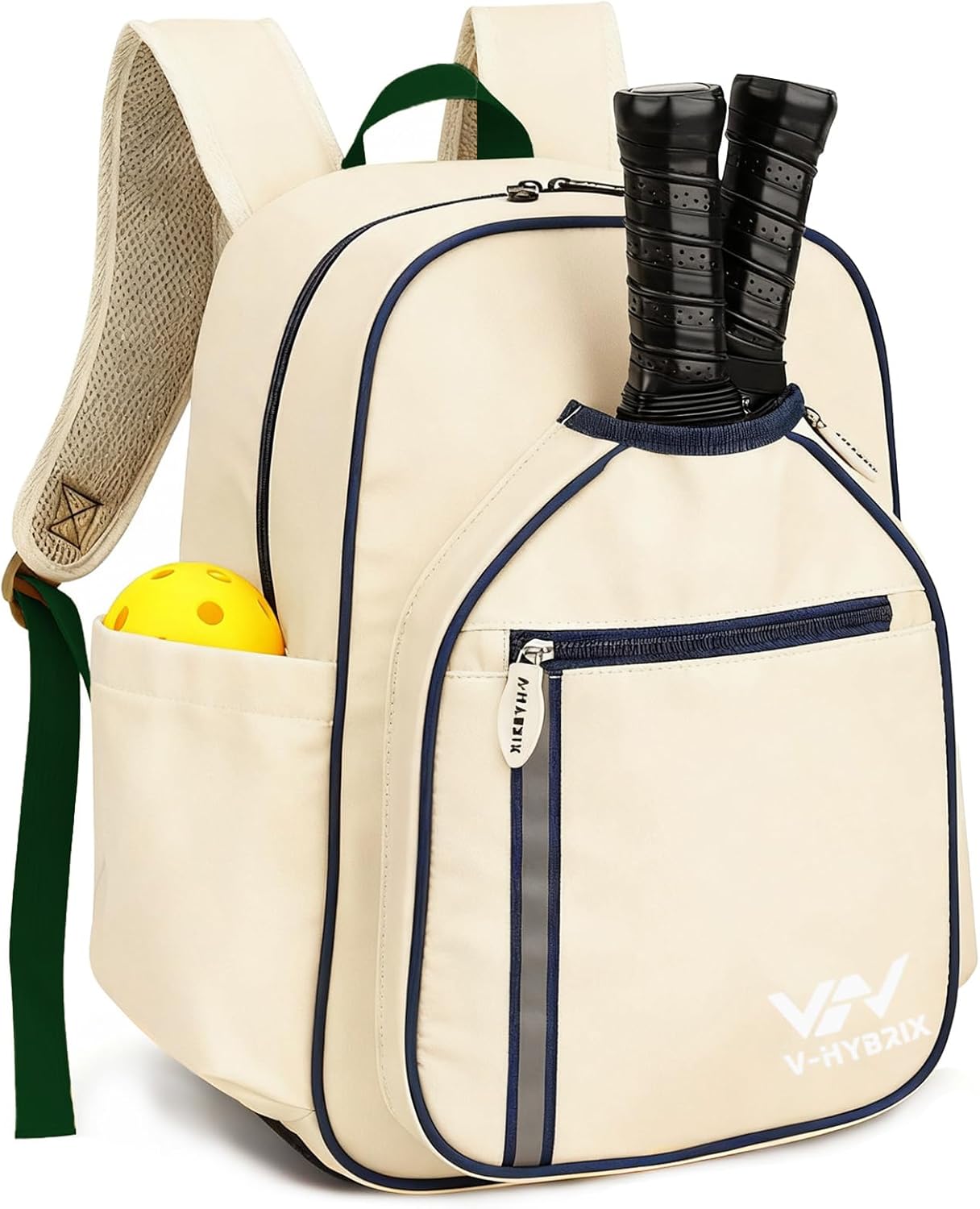 Pickleball Bags, 30L Deluxe Waterproof Pickleball Backpack with Shoe Compartment for Men Women Pickle Ball Gift Accessories for Pickball Lovers (Beige)