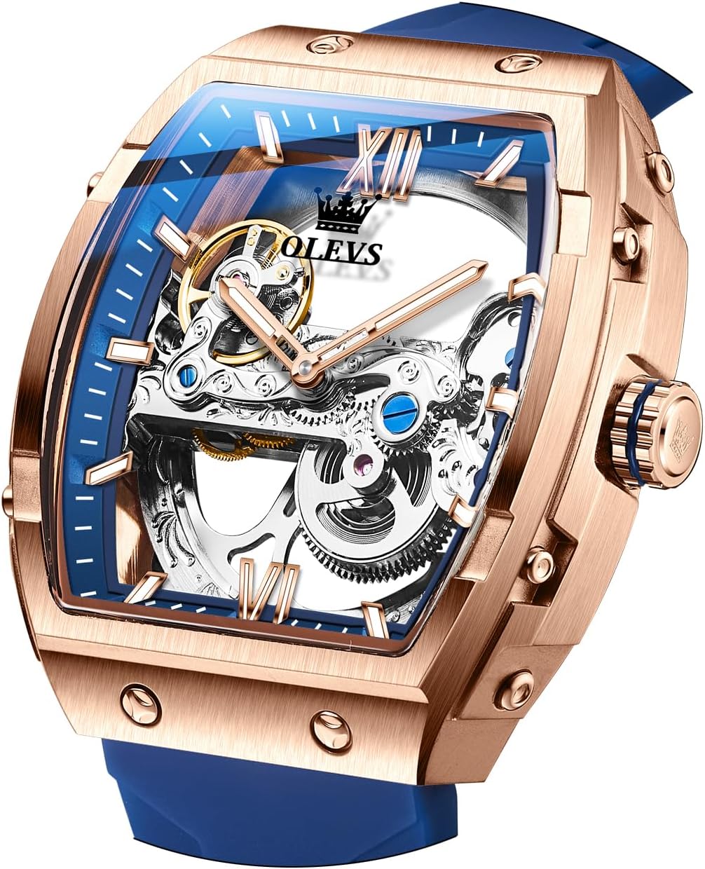 OLEVS Watch for Men Automatic Mechanical Luxury Dress Tourbillon Stainless Steel Waterproof Wrist Watches Date