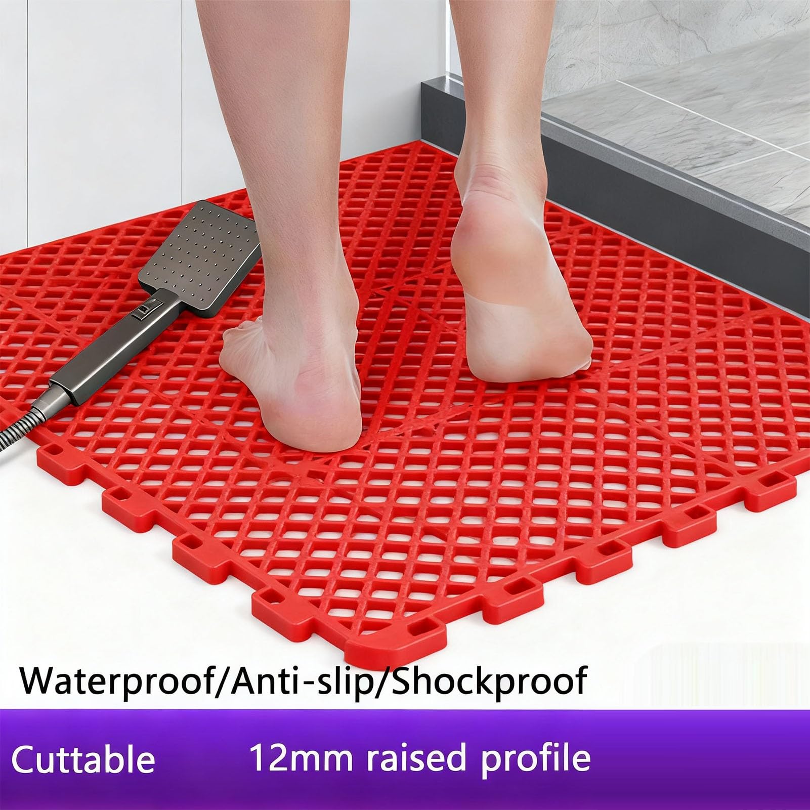 Bodenschutzmatte Fitness Drainage Bodenfliesen Verschleißfest Klickfliesen Treppenhäuser von Autowaschanlagen(24pieces)