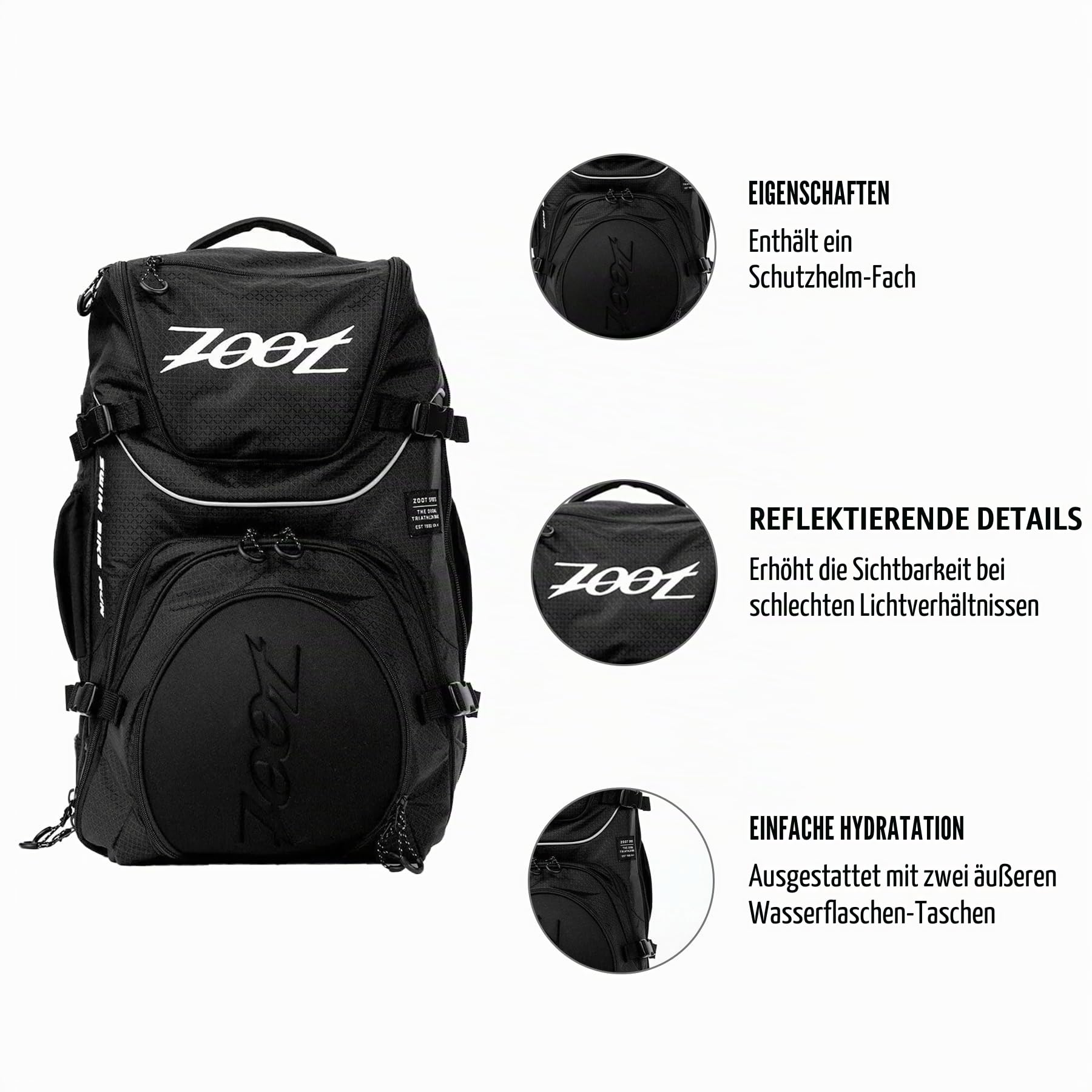 Zoot Ultra Tri Bags - Triathlon Übergangstasche mit Staufächern und Turnbeutel für Damen & Herren, Schwarz, One Size, Ultra Tri Bag