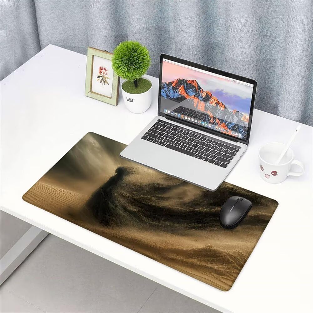 Alfombrilla de Mouse para Juegos, Giallo, XXL, Antideslizante, Impermeable, Diseño de Deserto, Extendido, Grande, 1400x600x3mm, para PC, Laptop, Ufficio, Famiglia d-620