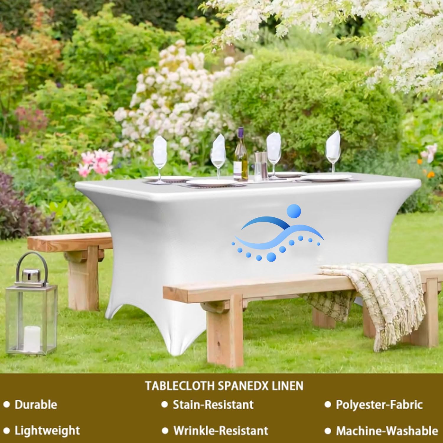 Rectangular Table Folding Table 4ft 6ft 8ft Universal Custom Tablecloth, Elastic Tablecloth, with Logo Text Picture, Customizable