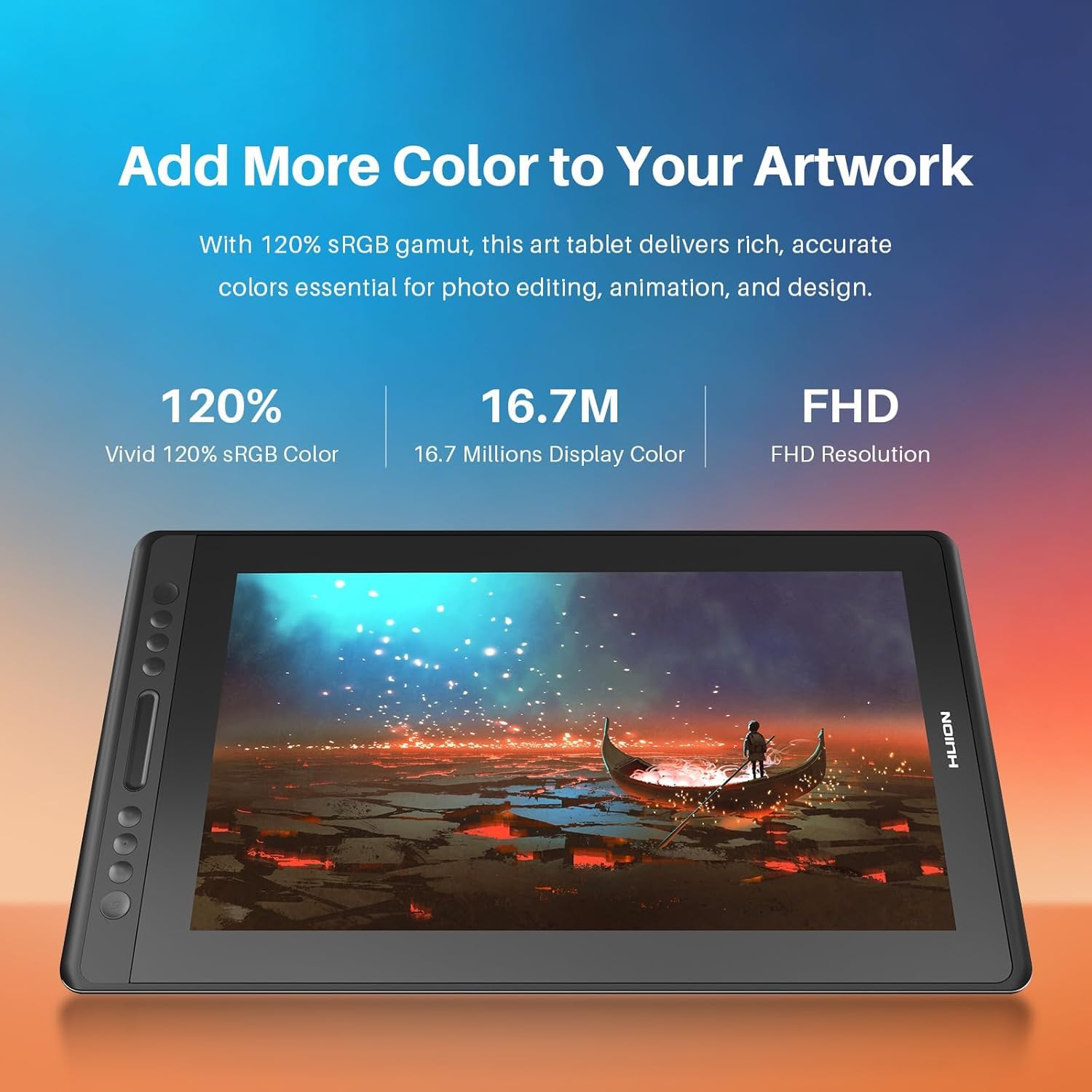 HUION Kamvas Pro 16 graphic tablet 5080 lpi 344.16 x 193.59 mm USB Black