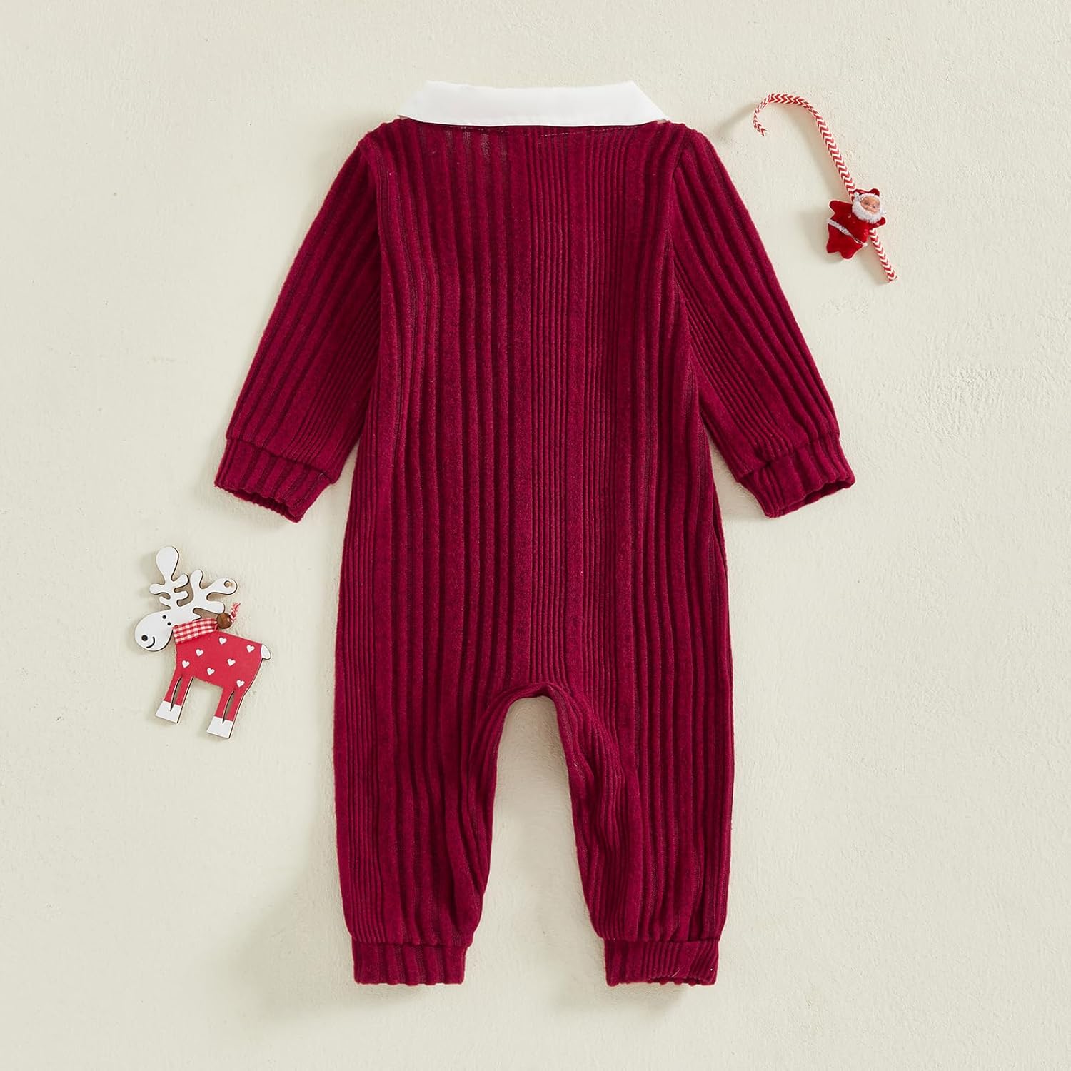 Twopumpkin Baby Boy First Christmas Outfit Newborn Trukey Knit Sweater Romper Long Sleeve Fleece Jumpsuit Warm Clothes - Image 7