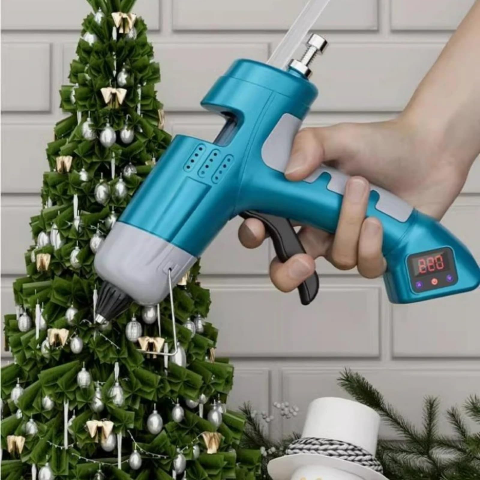 Mini pistola for colla a caldo wireless da 60 W, manuale di ricarica, controllo digitale della temperatura, piccola for silicone senza fili 7 mm Pistola per colla a caldo