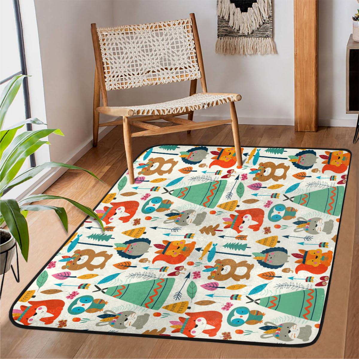 Grand tapis antidérapant salon motifs animaux pour chambre