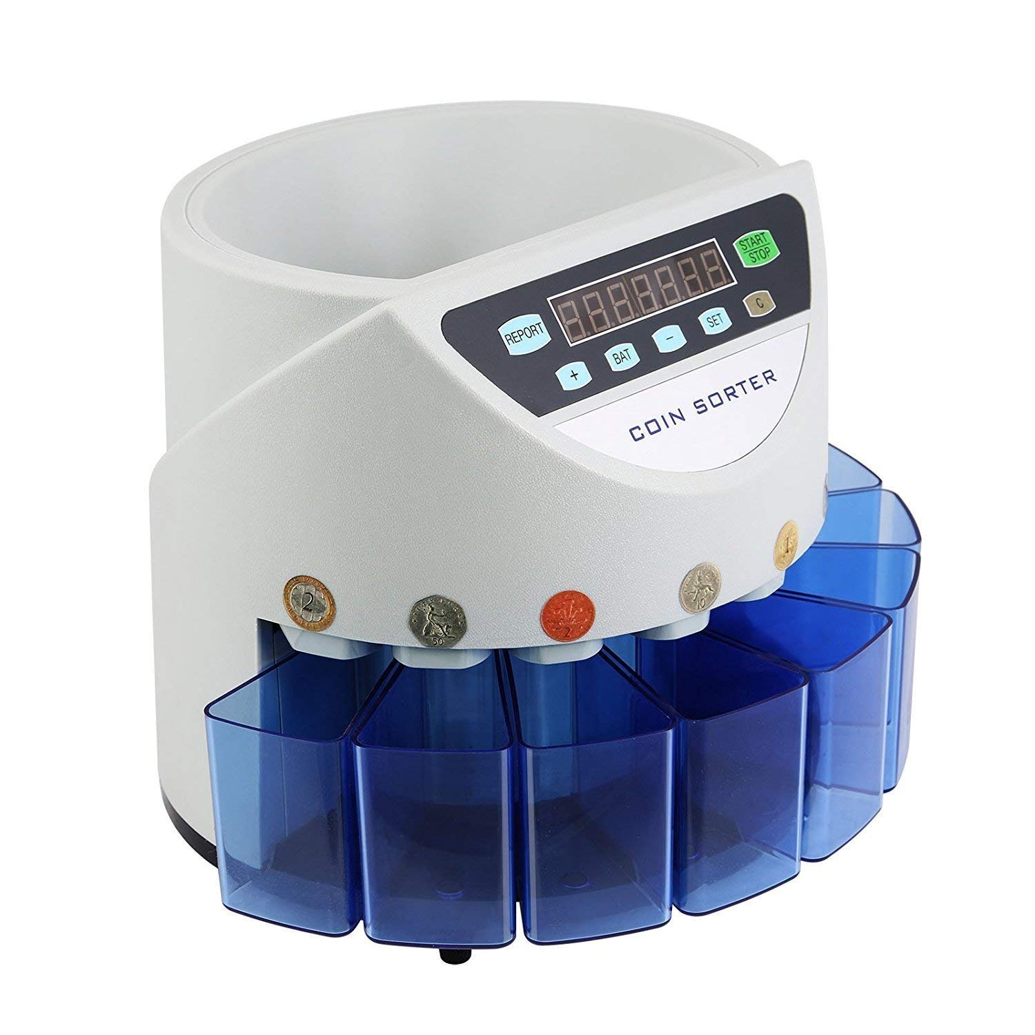 Macchina automatica per contare monete del Regno Unito, ad alta velocità 300 monete/min, contatore elettronico di monete e contatore di lotti, compatibile con valuta sterlina e GBP