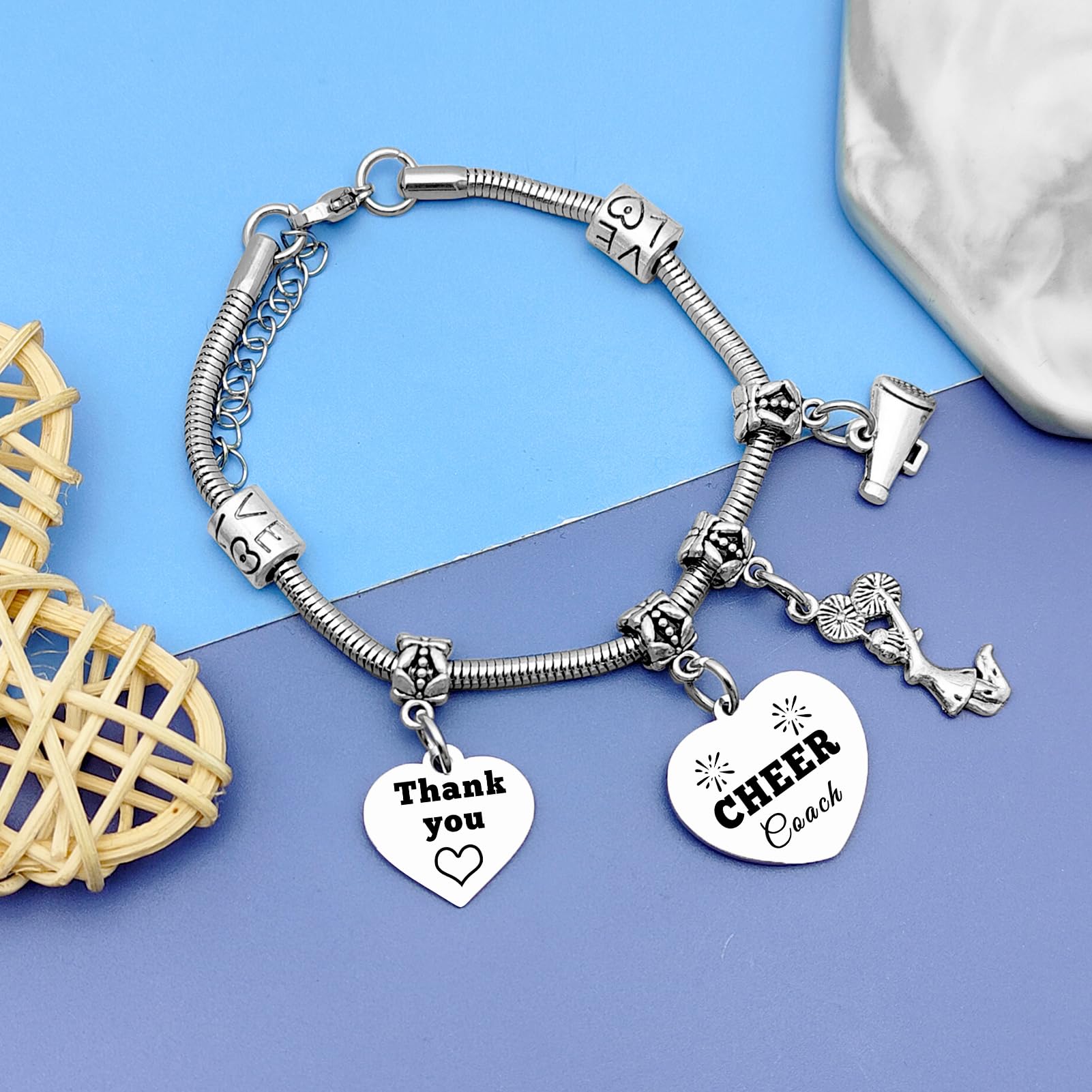 DlaeKua Cheer Gifts for Coach Appreciation Bracelets Thank You Gifts for Women Cheerleader Coach Present for Cheerleader Women Cheer leader Birthday Presents