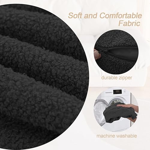 Miniatura 6 de MeMoreCool Puf otomano redondo – Reposapiés relleno de 20 x 20 x 15 pulgadas con relleno de espuma, reposapiés circular pequeño gris oscuro para