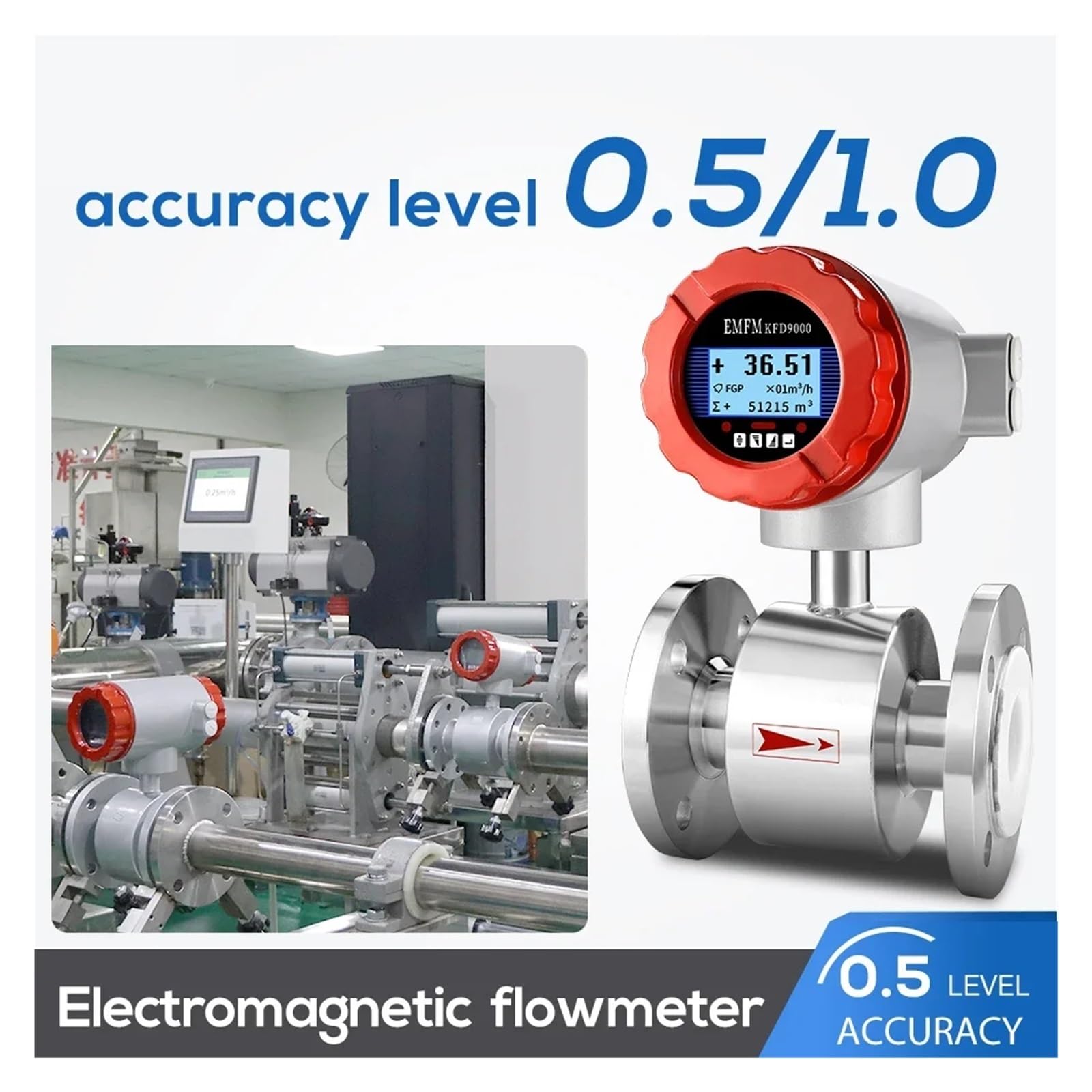 Contatore Acqua, Misuratore Di Portata Magnetico Ad Alta Precisione For Acqua Di Mare, Acido, Acqua Reflua, Misuratore Di Portata Elettromagnetico Digitale For Acqua,Contatore d'acqua Pratico(DN50)