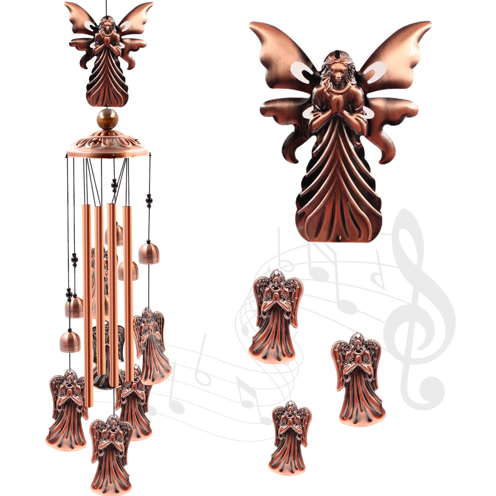 Wind Chimes Outdoor Clearance, Ukulork Angel Aluminum Tube Windchime with S Hook,Patio Garden Decor, Housewarming Gift.