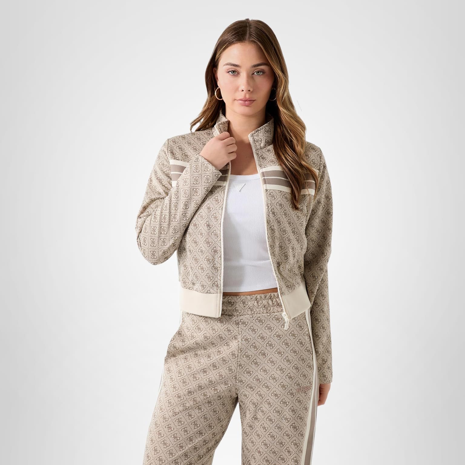 Amazon.com: GUESS Womens Eco 4G Jacquard Full Zip Sweatshirt, 4G
