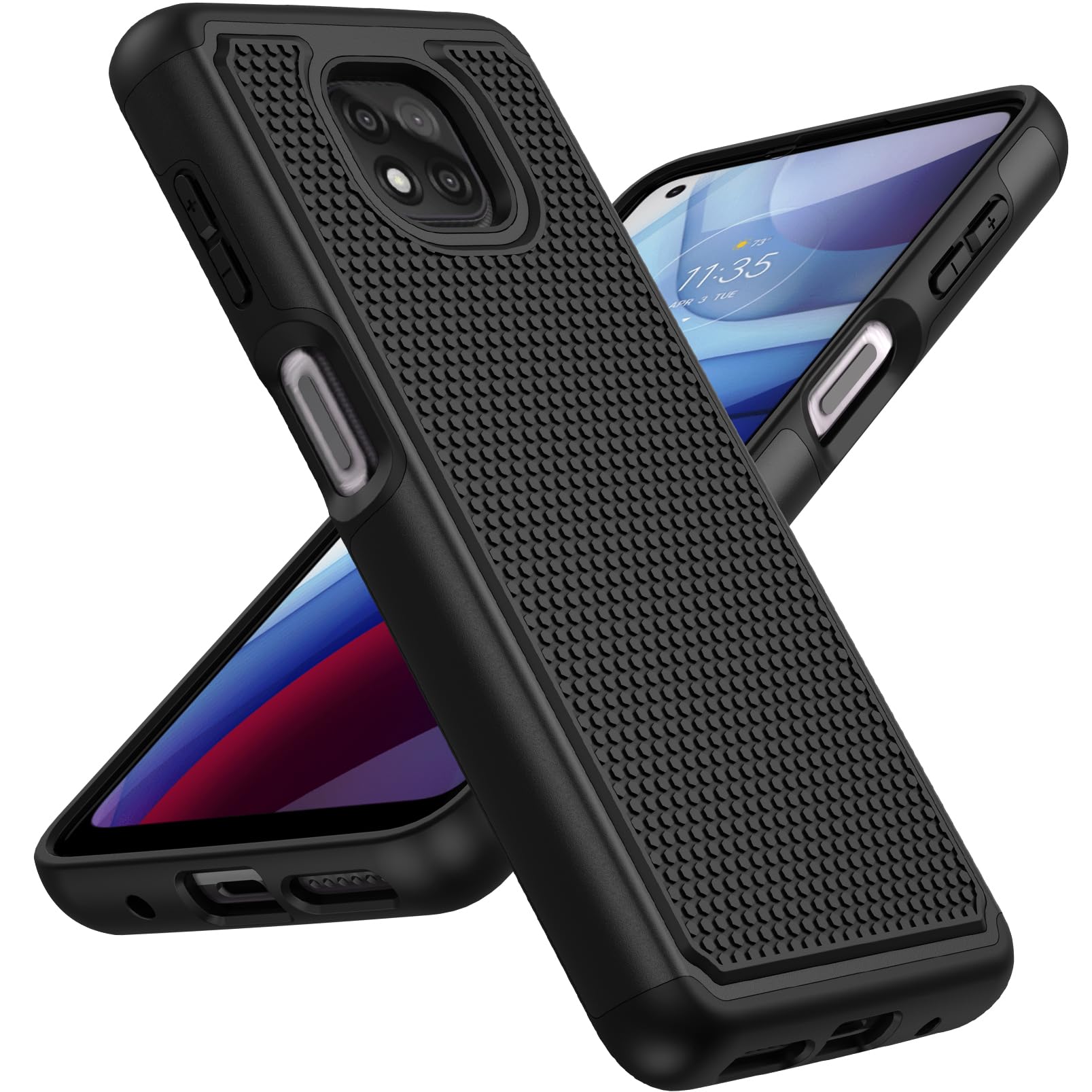 BNIUT for Motorola Moto G Power 2021 Case: Dual Layer Protective Heavy Duty Cell Phone Cover Shockproof Rugged with Non Slip Textured Back - Military Protection Bumper Tough - 6.6inch (Matte Black)