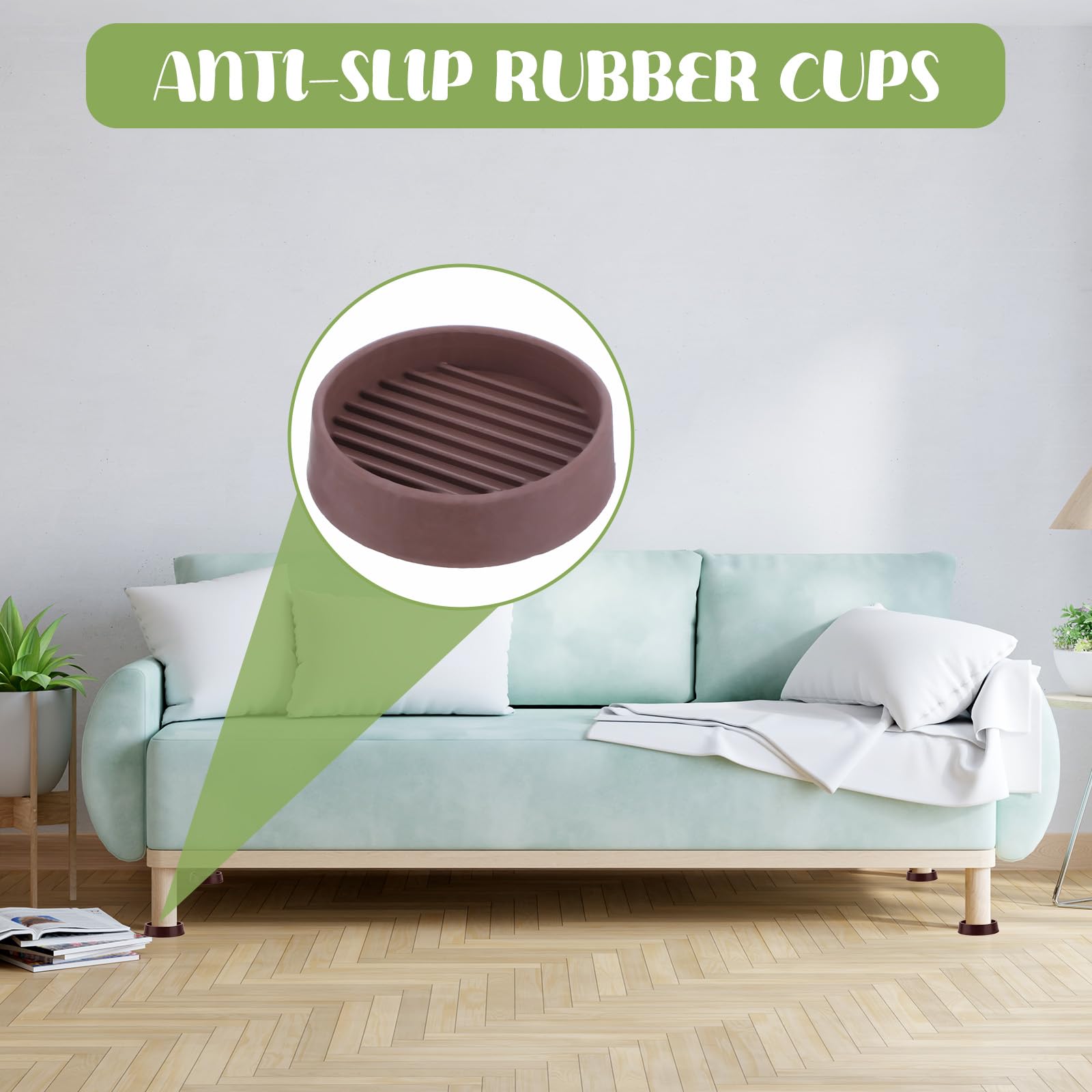 2x2" Furniture Caster Cups Round Rubber Furniture Pads - Image 3