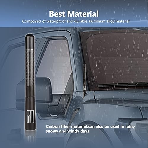 Miniatura 5 de TimNas Antena automotriz corta con acabado pulido de fibra de carbono de 4.7 pulgadas, compatible con AM FM para automóviles y camiones, antena de
