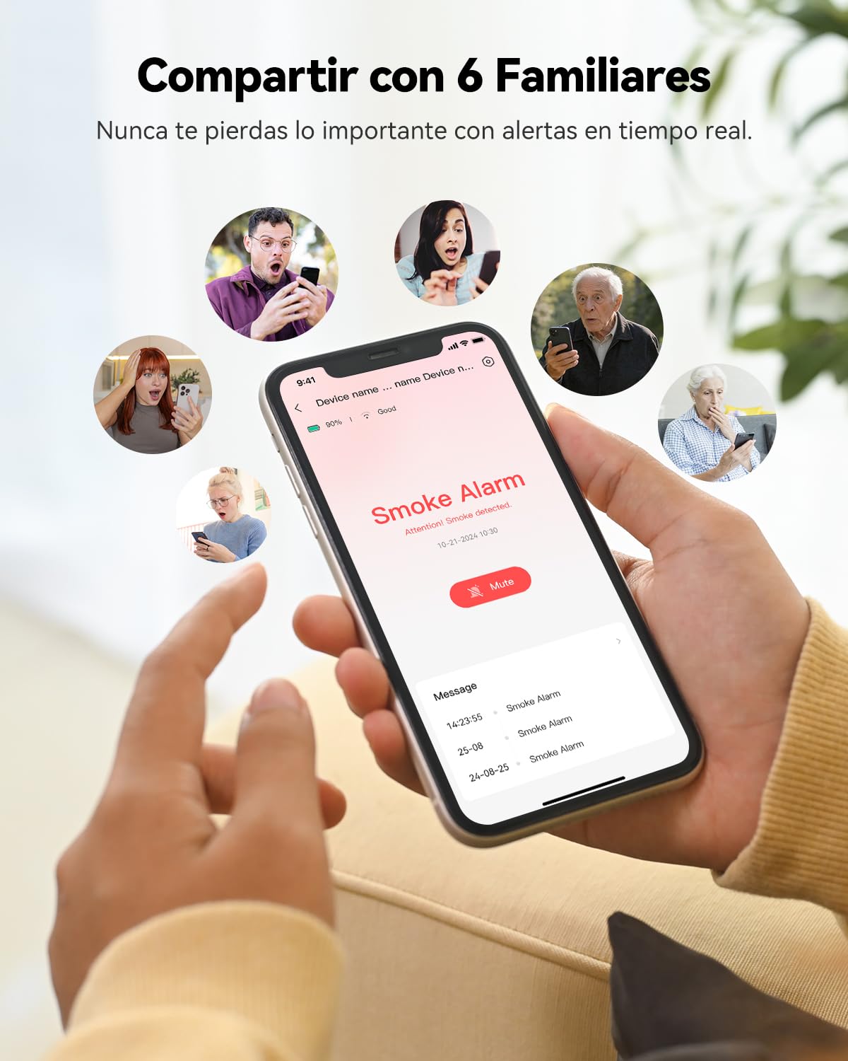 Imou Detector de Humo WiFi Inteligente, EN14604, Batería de 5 Años, 85dB Sirena, Alarma Sincronizada sin Red con Hub Zigbee, Control Remoto y Notificaciones vía App, Instalación Fácil, 3Unidades+1Hub