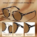 CARFIA Retro Acetate Small Face Polarized Sunglasses for Women Men Trendy Metal Double Bridge Round Sun Glasses CA3399L