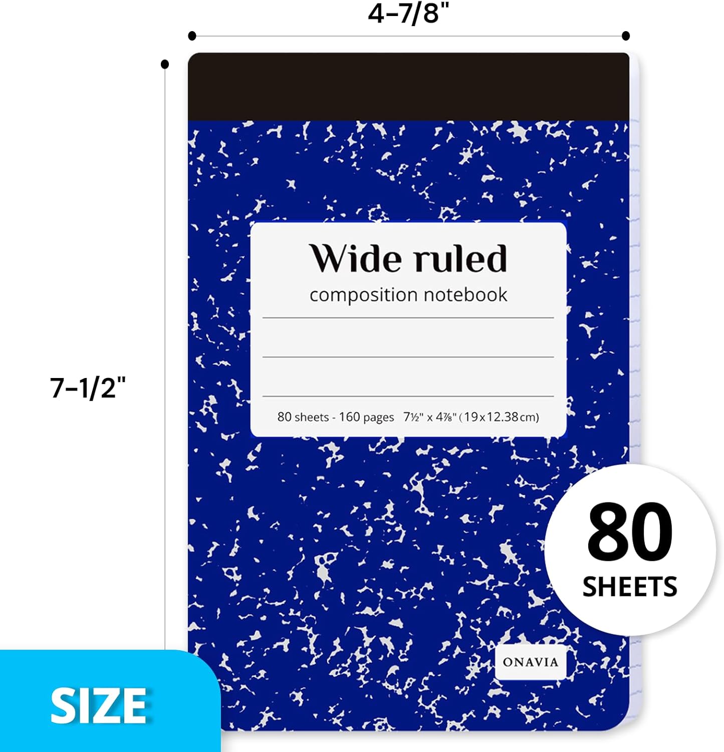 ONAVIA 24 Pack Half Composition Notebooks Bulk, Wide Ruled Mini Composition Notebooks, 80 Sheets Small Composition Books for Classroom, Office Writing, Journaling, Travel, Assorted Colors