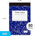 ONAVIA Small Composition Notebook Bulk, Wide Ruled, 160 Pages, Assorted | 4.75 x 7.5 in, 80 Sheets, 24 Pack Half Size Composition Notebooks, Mini Notepad Journal, Primary Students, Classroom, Reading