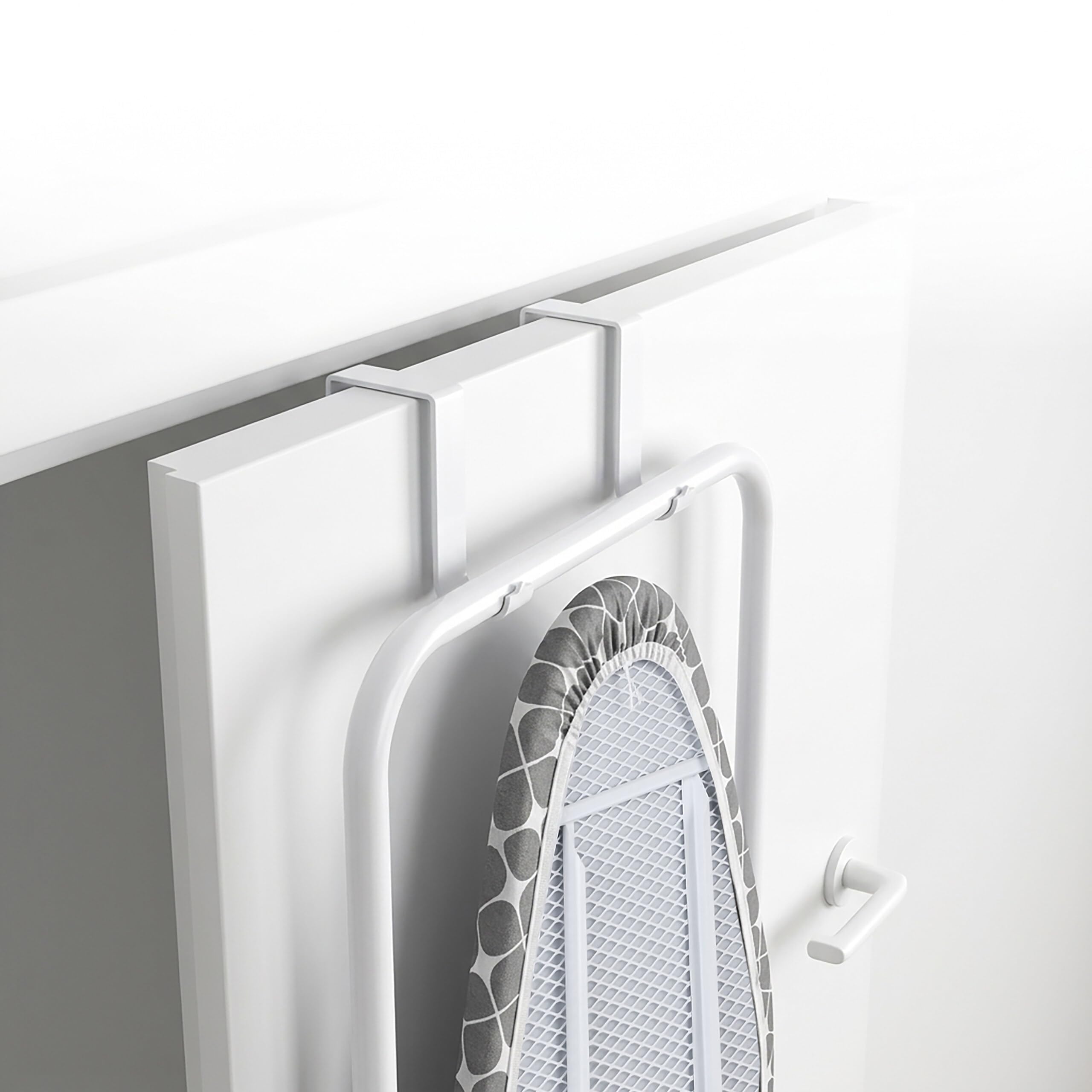 Relaxdays Asse da stiro da montare sulla porta, 108,5x43 cm, bianco/grigio
