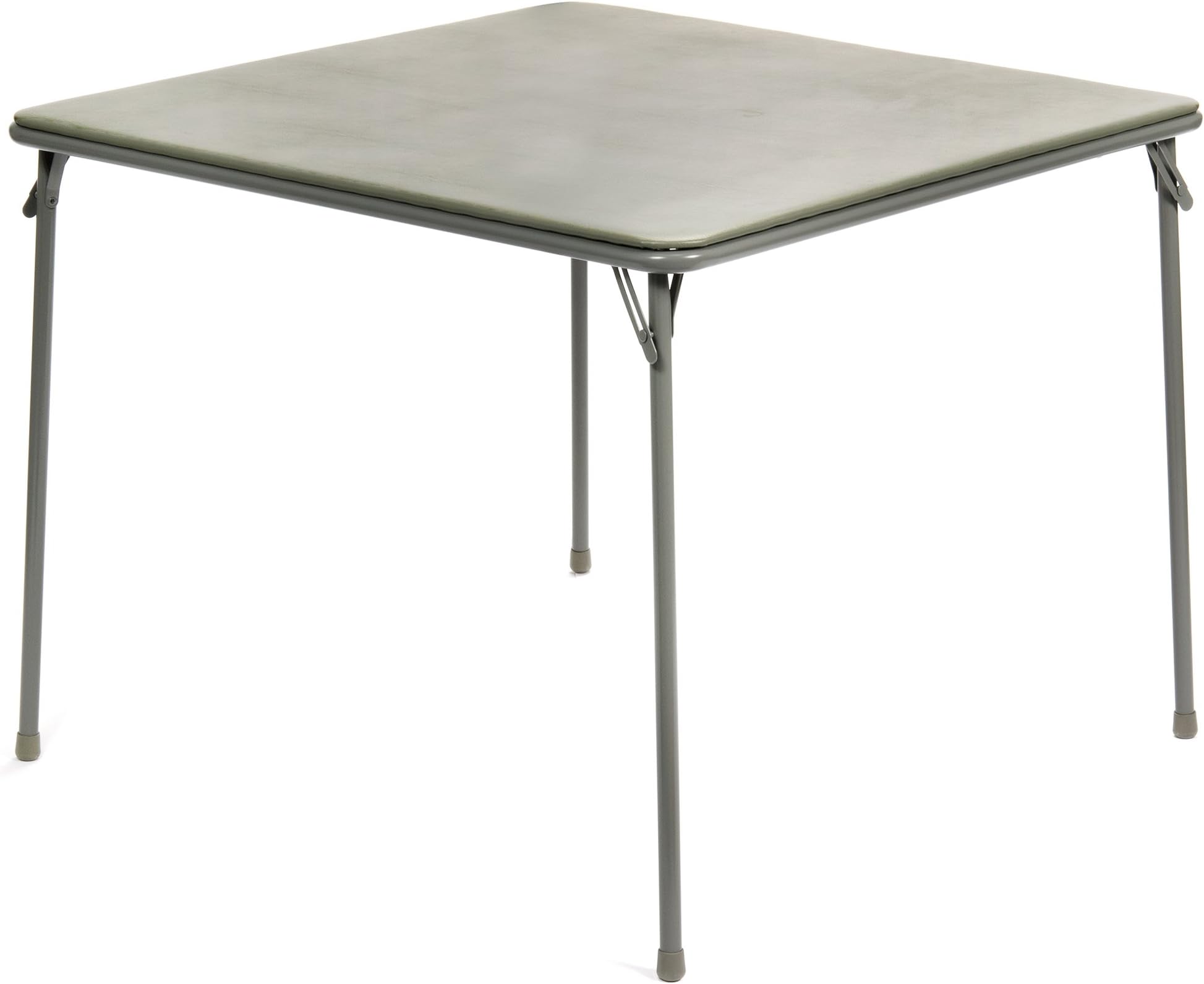 38" Square Folding Card Table - Portable, Easy-to-Store, Vinyl Upholstered, Sturdy Steel, Wheelchair Accessible - Grey