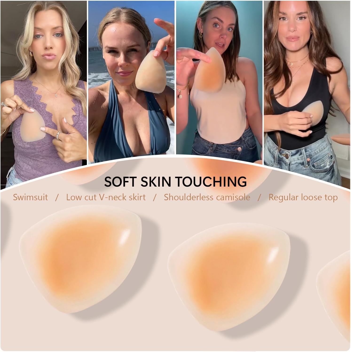 Nipple Covers for Women, Reusable Adhesive Silicone Bra Pasties for Bikini Swim,Strapless Dress - Image 6