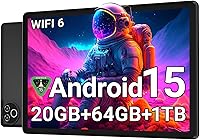 Evermyth Android 15 10 Inch Tablet, 20GB RAM 64GB ROM 1TB Expandable, WiFi 6 BT 5.4, 5-Core Processor, 8H Battery, IPS Display for Kids Adults Streaming Work