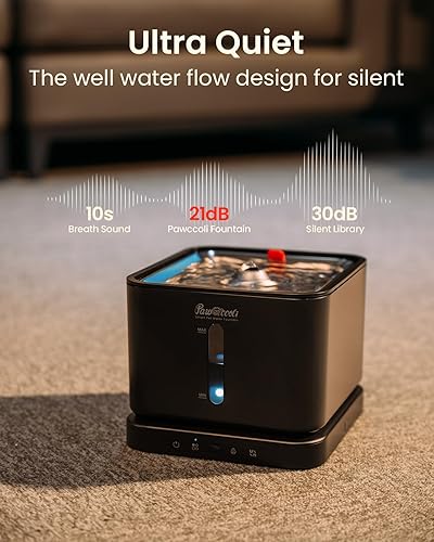 Miniatura 6 de Fuente de agua inalámbrica para gatos, bandeja de acero inoxidable de 3 L100 onzas, fuentes para beber para gatos, fuentes de agua para mascotas en