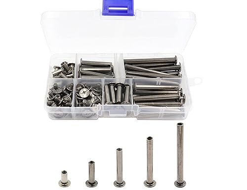 LBY 100 tornillos Phillips Chicago, tornillos de fijación, M5 x 102030401.969 in, kit surtido de barriles de encuadernación y tornillos, para