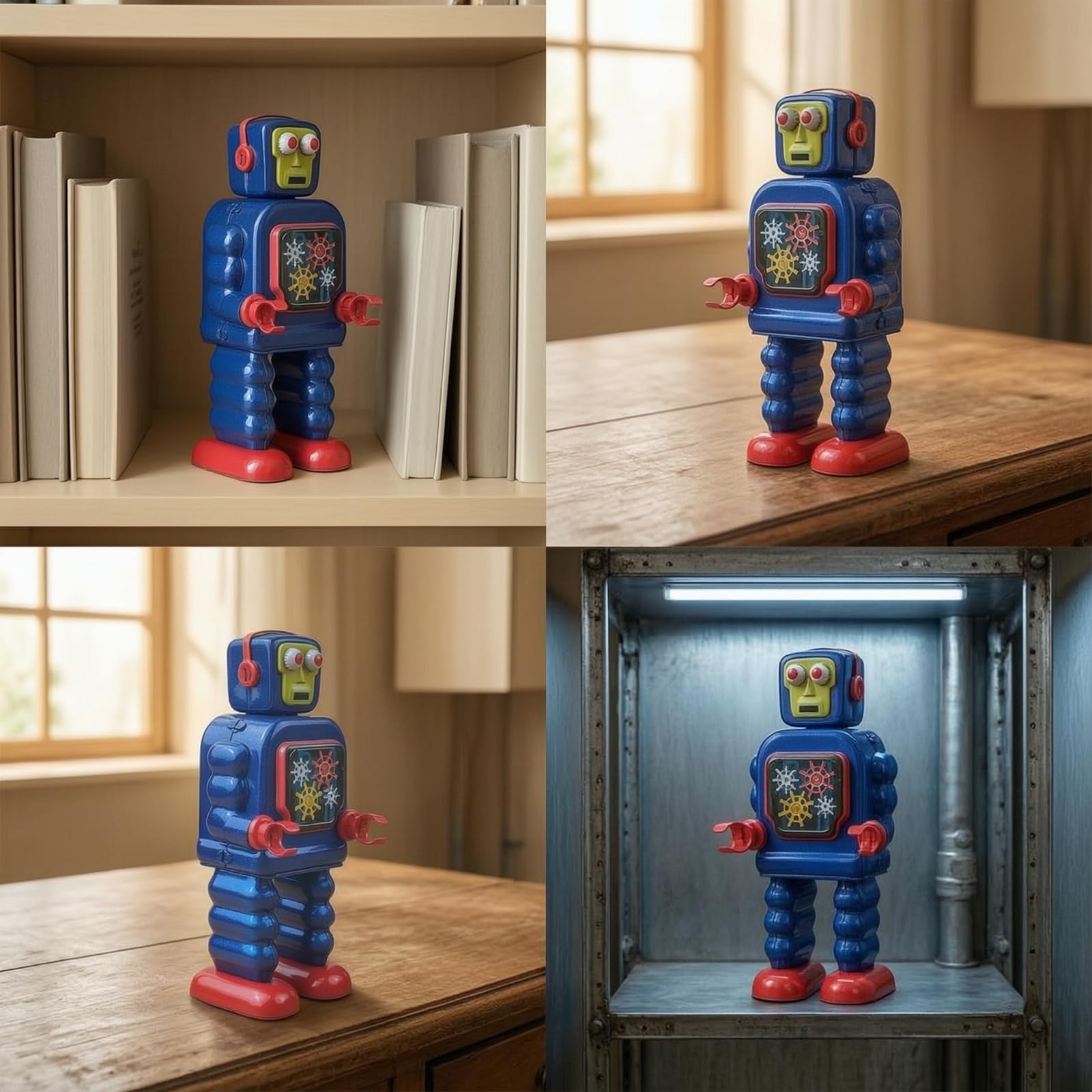 Robot Hojalata Mecánico Robot Cuerda sin Baterías Figura Coleccionable para Adultos, Vitrinas, Estanterías