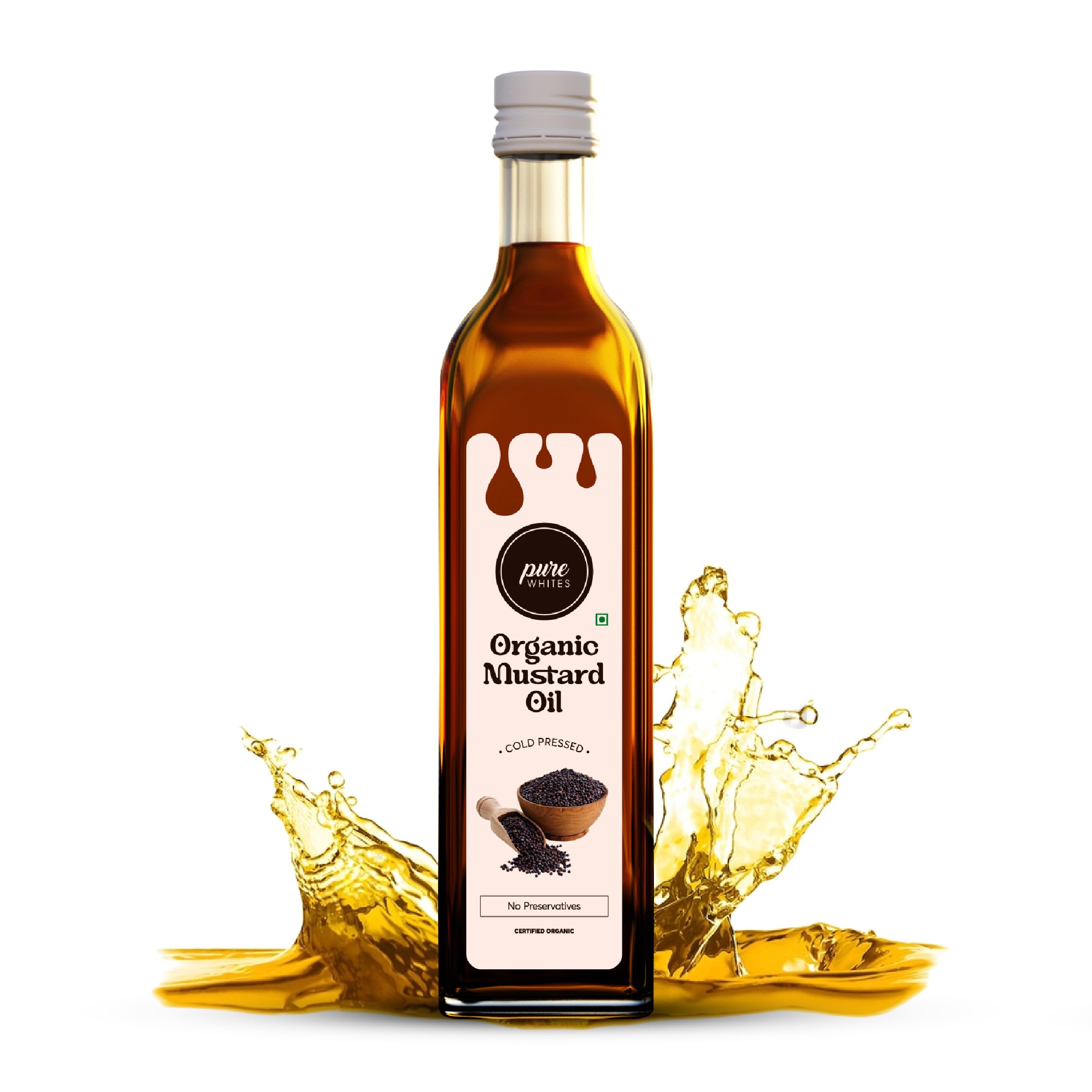 Pure Whites Certified Organic Kachi Ghani Mustard Oil, (1 Litre) | 100% Natural & Chemical Free | No Preservatives | Healhy & Best Sarso Tel for Cooking | Cold Pressed Sarso Tel (B0B757F346) Amazon Price History, Amazon Price Tracker