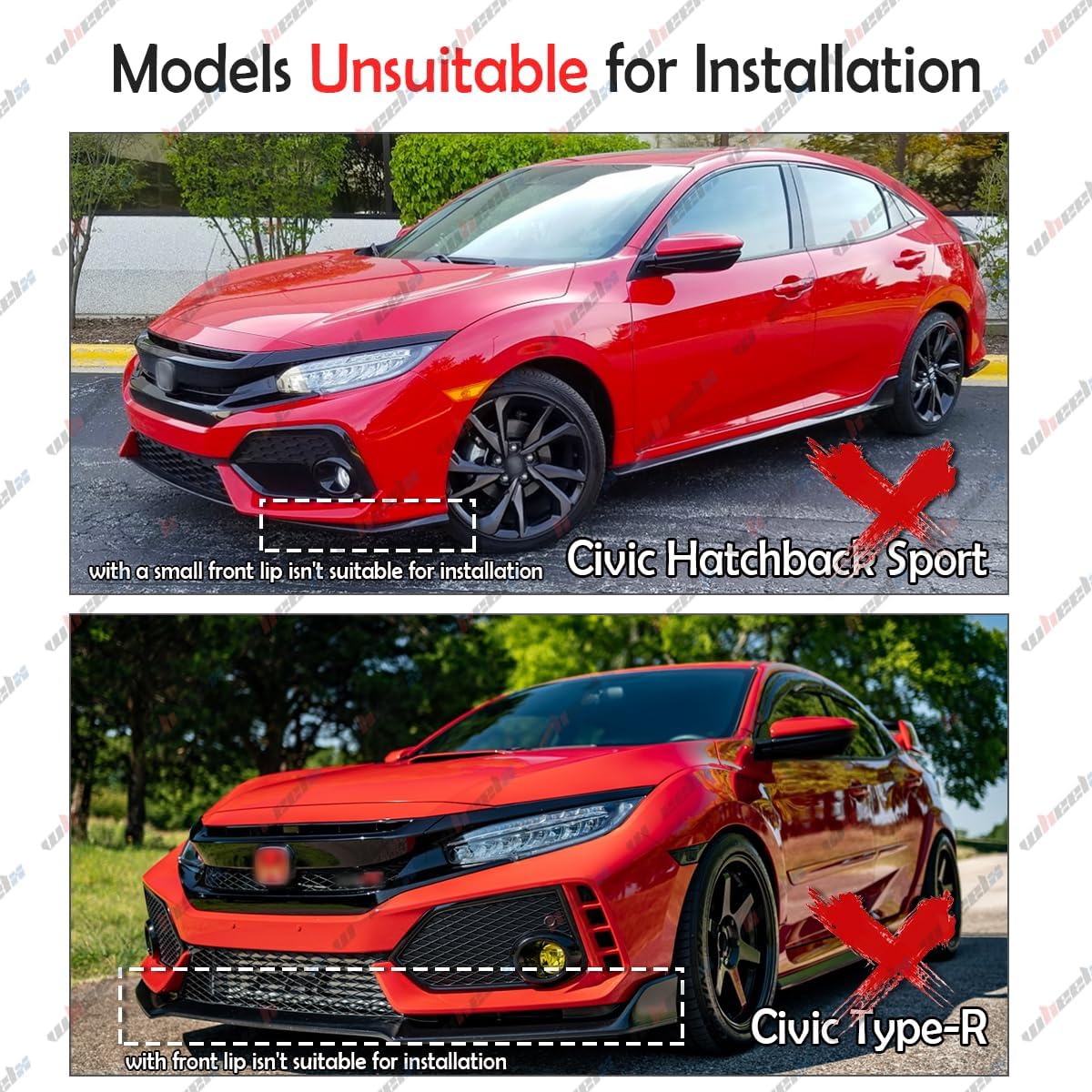 3Pcs Front Bumper Lip Compatible with 2016-2020 Honda Civic, JDM Air Dam Lower Chin Splitter 4 Door Sedan Hatchback Protection Body Kit 2016 2017 2018 2019 2020 (Carbon Fiber Pattern)