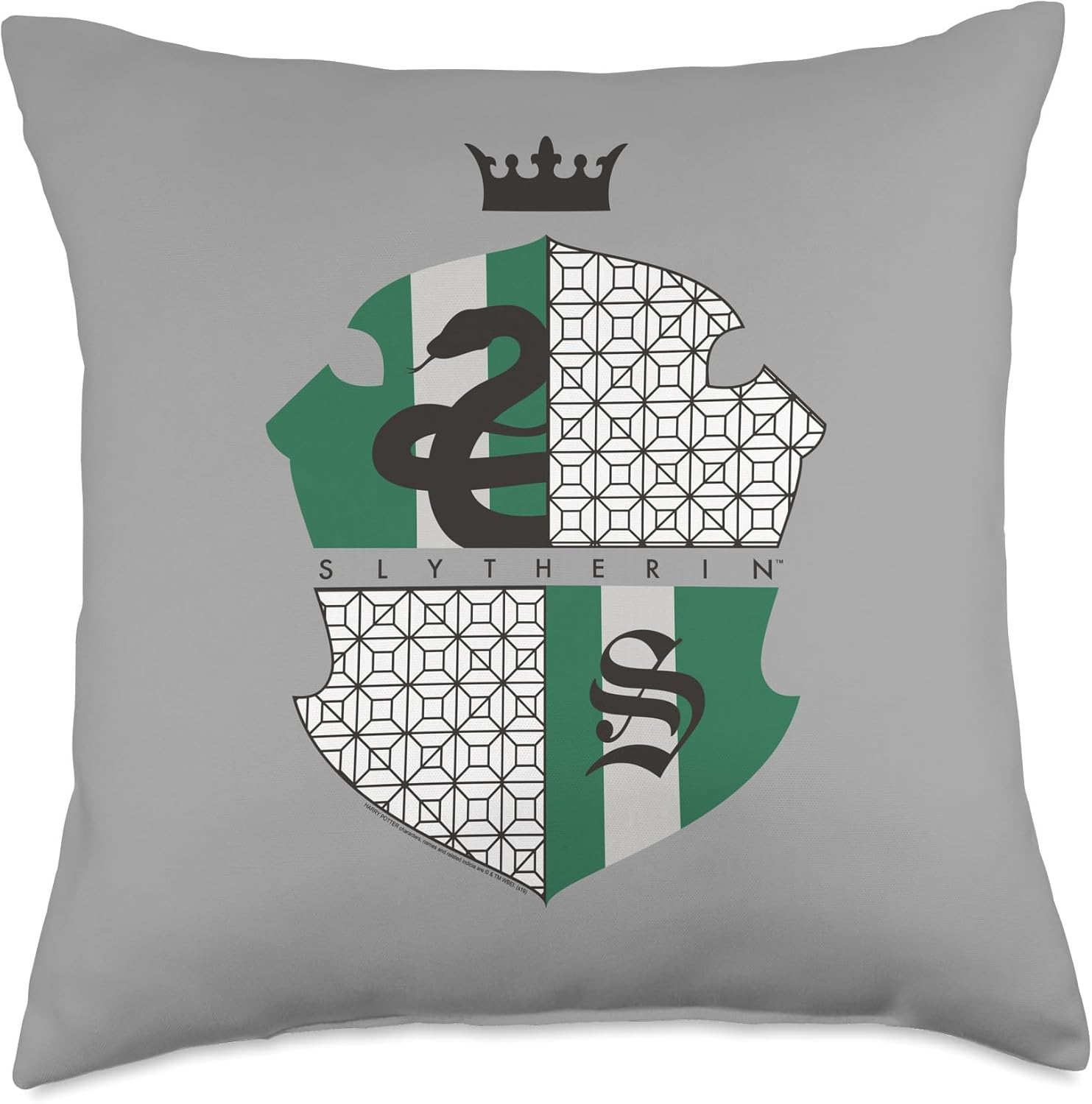 Harry Potter Slytherin Shield and Crown Throw Pillow