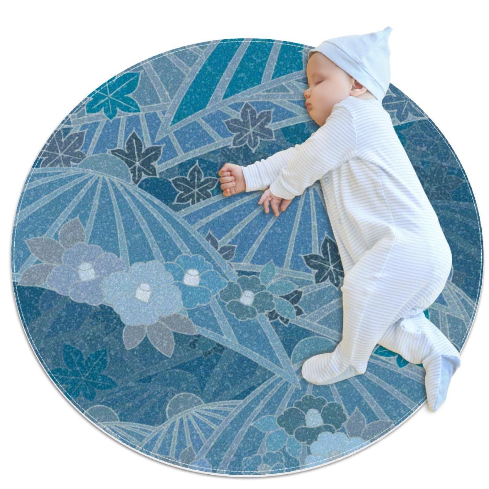 Tapis de salle de bain antidérapant rond 1m floral pour chambre