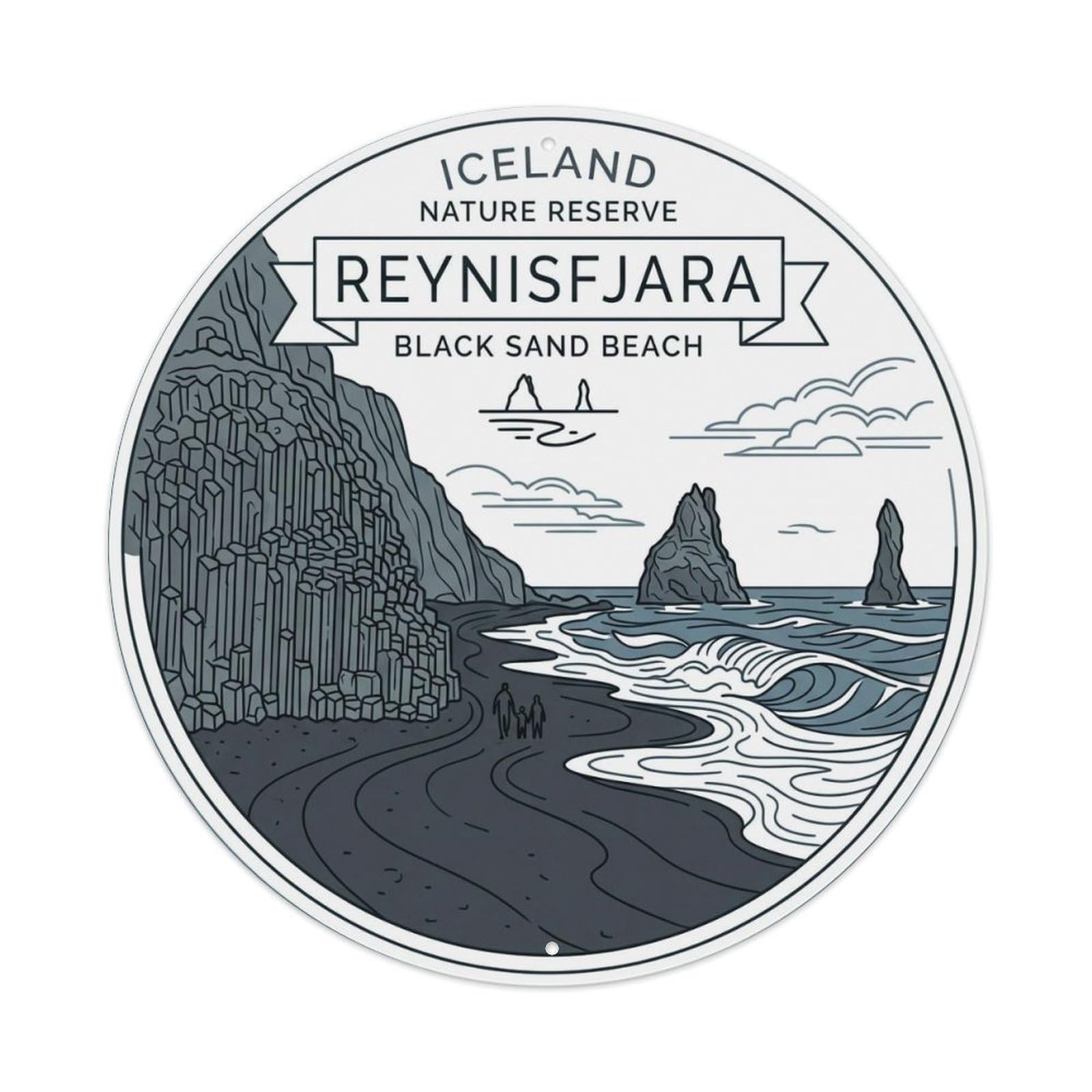 Vintage Travel Reynisfjara Iceland Black Metal Tin Sign