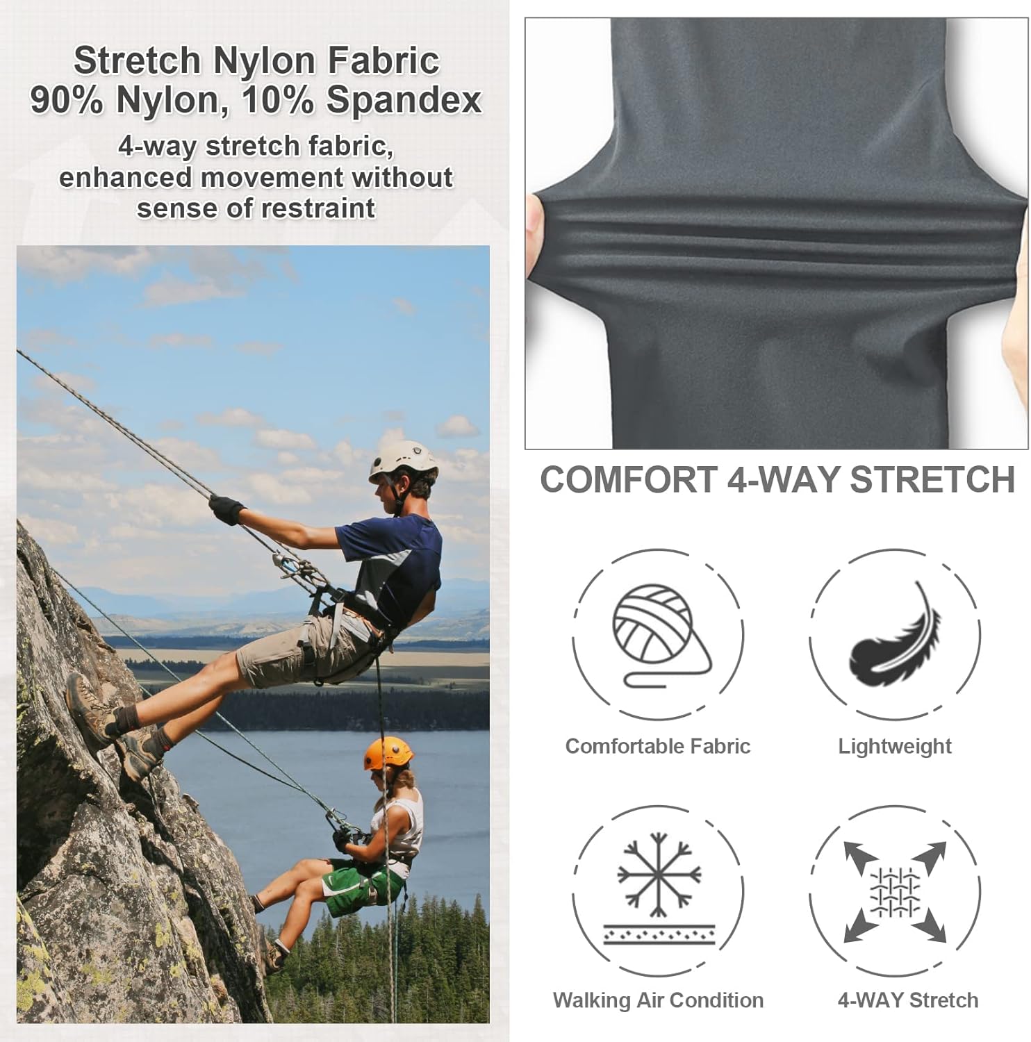 linlon Men's Hiking Cargo Shorts Quick Dry Lightweight Travel Shorts with Pockets for Fishing Camping