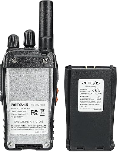 Miniatura 8 de Retevis H777D Walkie Talkies de largo alcance con pantalla LCD, radio de 2 vías, cargador multiunidad de 10 vías, 1200 mAh USB-C, radio