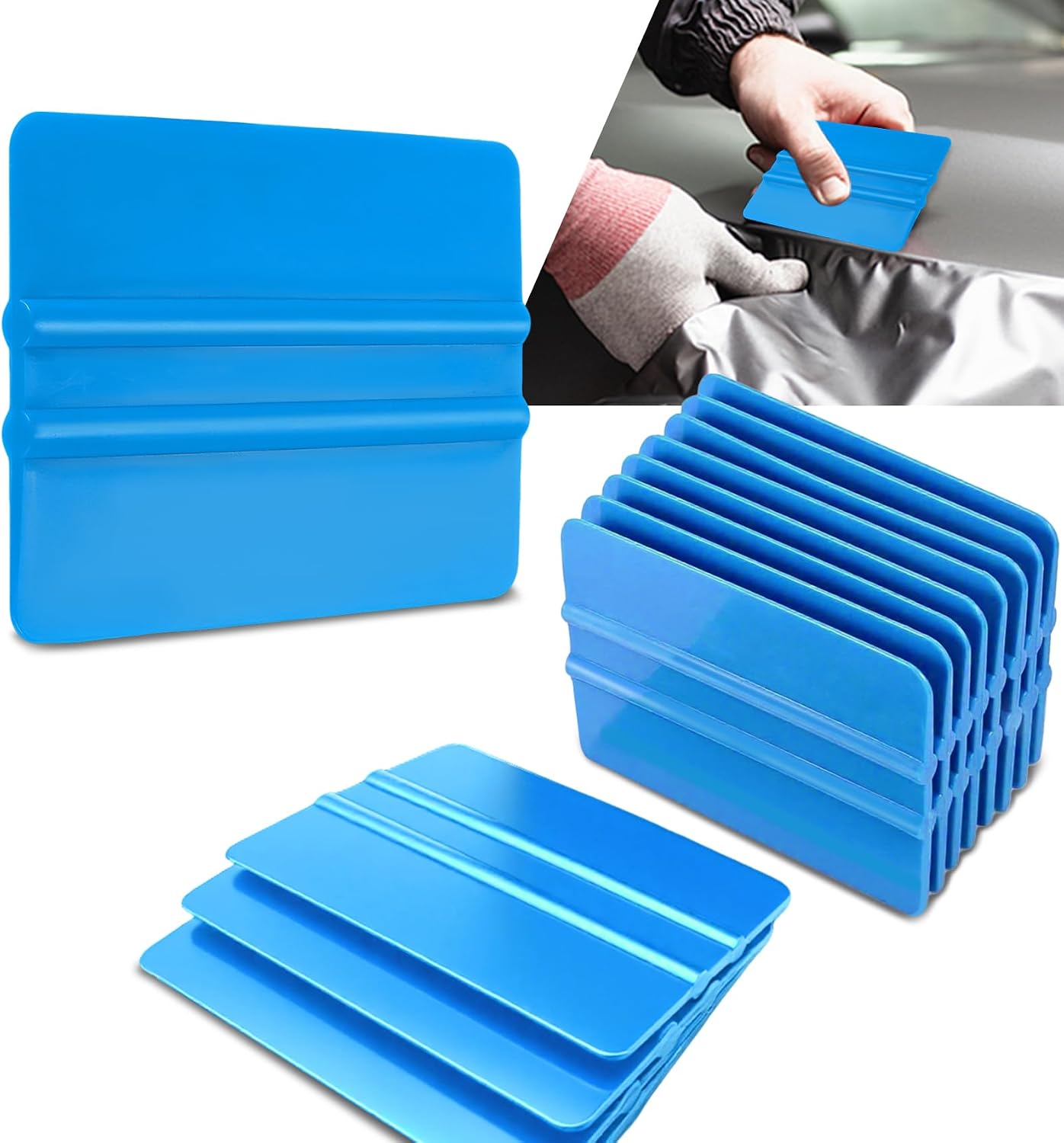 12PCS Blue Hand Applicator Squeegee, Squeegee for Vinyl, Professional Car Wrap Tool Kit, Car Vinyl Scraper Decal Applicator Tool Universal for Window Tint Wallpaper Decal Sticker Installation