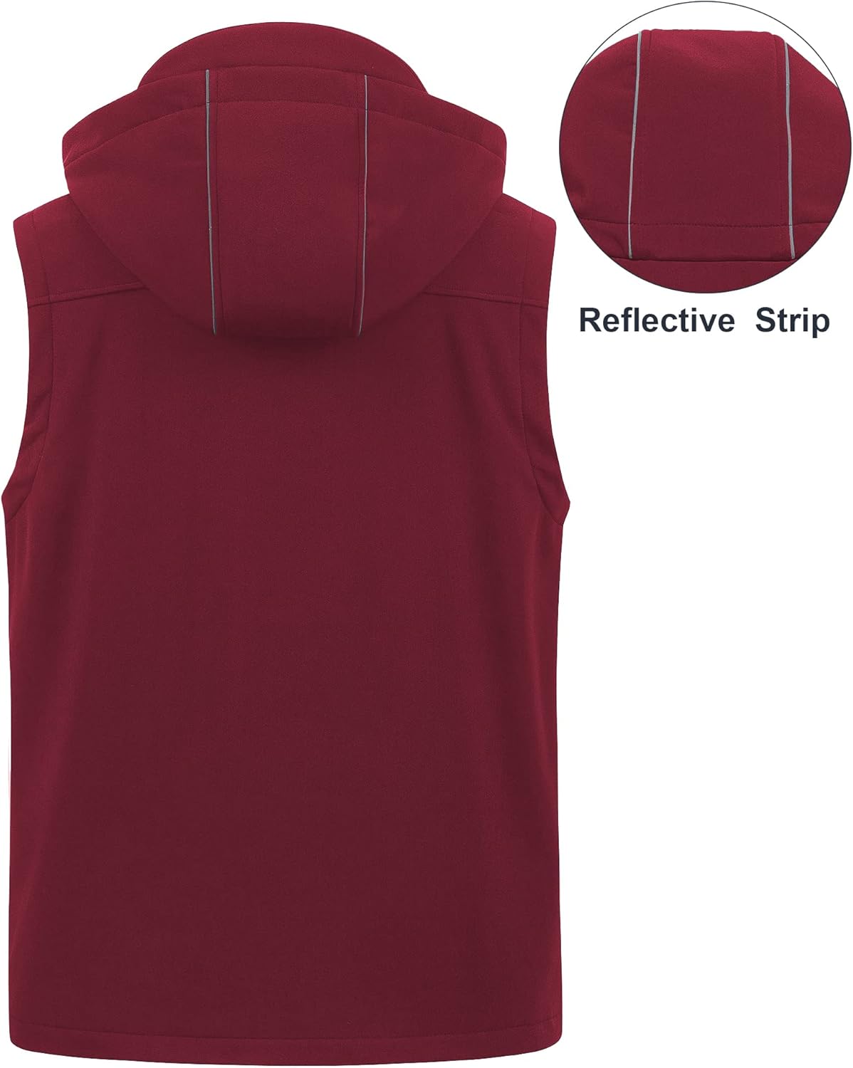 CREATMO US Men's Casual Lightweight Warm Thin Outerwear Vest Windbreaker Sleeveless Jacket With Removable Hood - Image 2