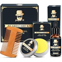 Beard Kit w/Beard Oil, Beard Balm, Beard Comb, Men's Daily Grooming &amp; Care, Moisturize &amp; Soften Facial Hair, Christmas &amp; Birthday Gifts for Men Husband Boyfriend Dad, Stocking Stuffers for Adult Men