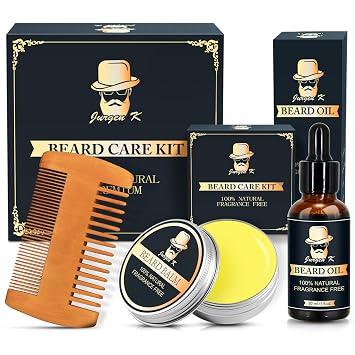 Beard Kit w/Beard Oil, Beard Balm, Beard Comb, Mens Daily Grooming & Care, Moisturize & Soften Facial Hair, Christmas & Birthday Gifts for Men Husband Boyfriend Dad, Stocking Stuffers for Adult Men