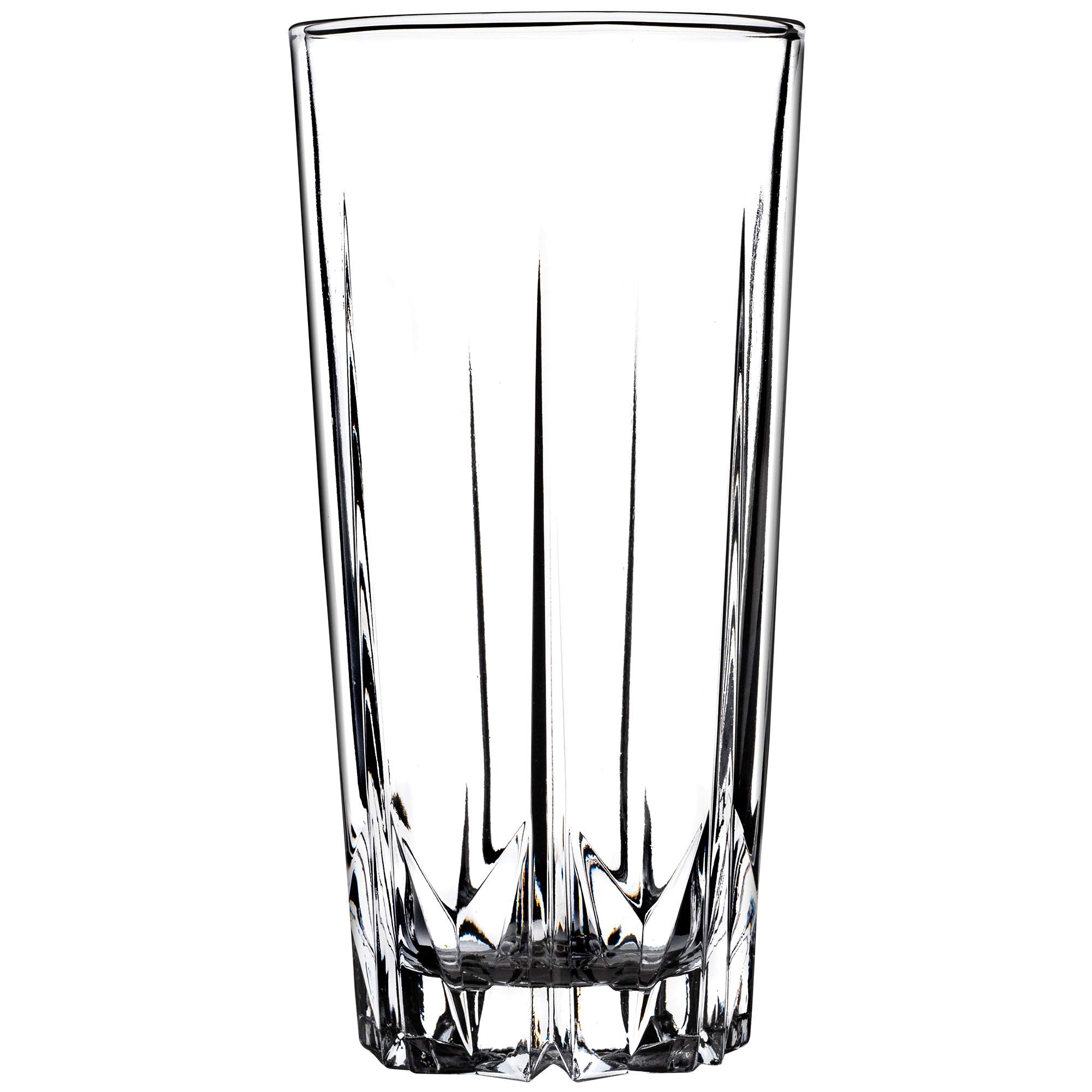 KADAX Zestaw 6 szt. Szklanki wysokie 330 ml z wysokiej jakości szkła, grube ścianki zwiększają trwałość, ryflowana faktura zapewnia pewny chwyt, do wody, soków i drinków