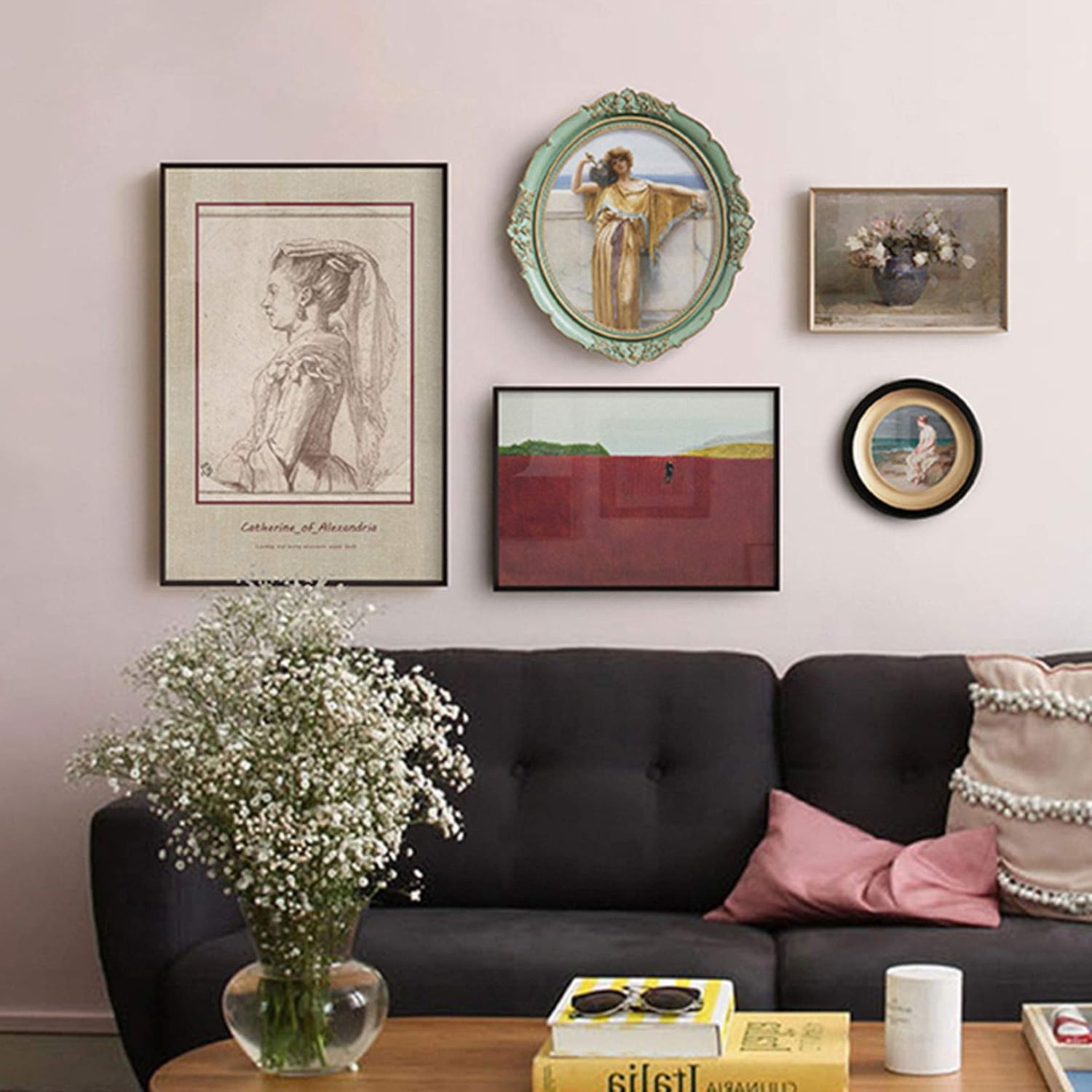 Picture Frame Wall Decoration Hanging Combination Retro American Style Frame Size: 25X30cm 40X40cm 23X18cm 50X70cm 40X50cm Suitable for: Living Room Dining Room (Product C)