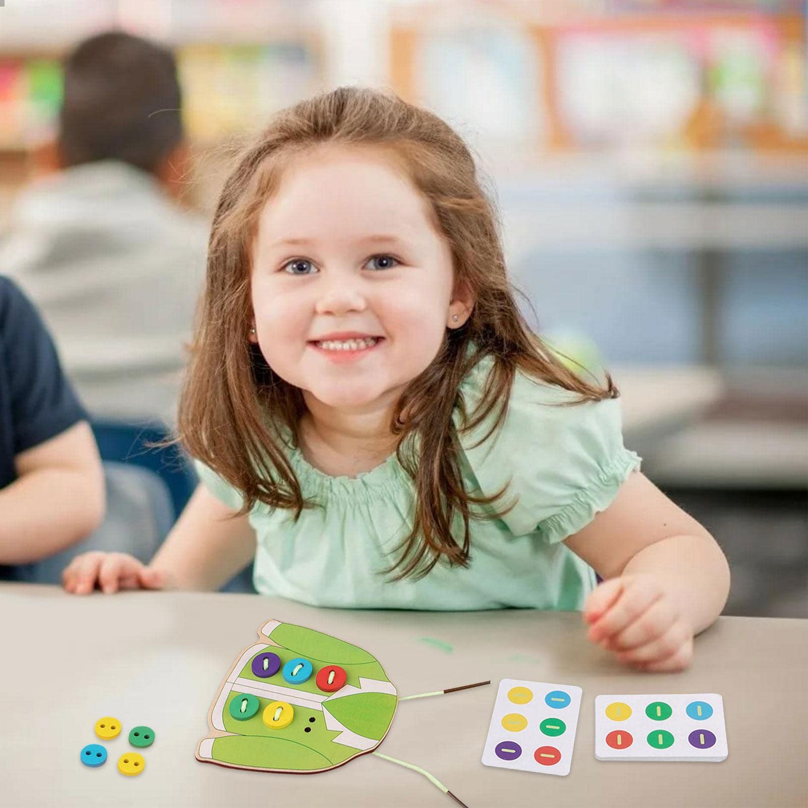 Holz-Schnürkarten Für Kinder 2-5 Jahre - 9 Tier-Motive, Nähset Zur Förderung Der Feinmotorik & Kreativität