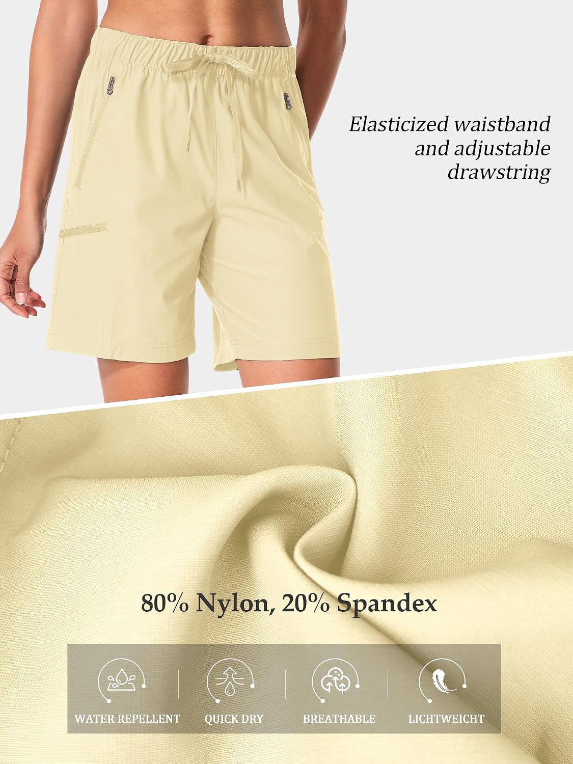 Women's Hiking Shorts Quick Dry Lightweight Summer Golf Bermuda Shorts for Outdoor Athletic with Zipper Pockets