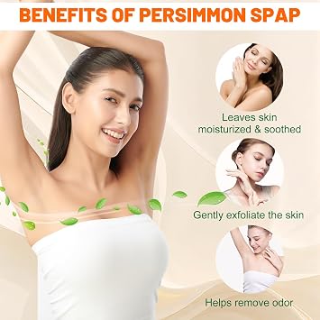 6Pack Persimmon Soap Bar for Old People Smell Body Odor Control Natural Persimmon Body Wash for Eliminating Body Odor for Women & Men