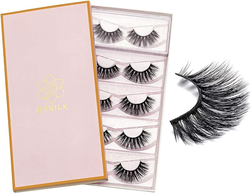 DYSILK Cílios Postiços de Fibras Sintéticas 6D, Modelo Wispy, 5 Pares, 15,5 mm