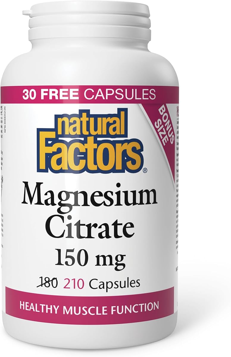 Natural Factors - Magnesium Citrate 150mg (Bonus Size) - 210 Capsules